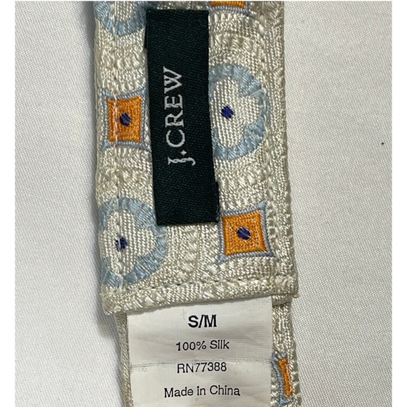 J.Crew 100% Silk‎ 🩵 Cream Belt - Geometric Retro Pattern Print - Women's Small - Picture 4 of 6